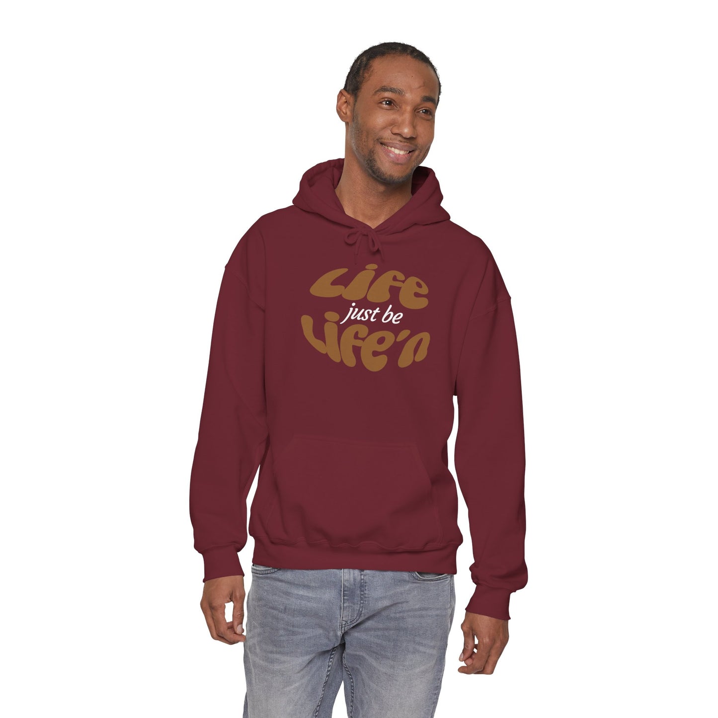Life just be Life'n Sweatshirt - Unisex Heavy Blend Hoodie (brown print)