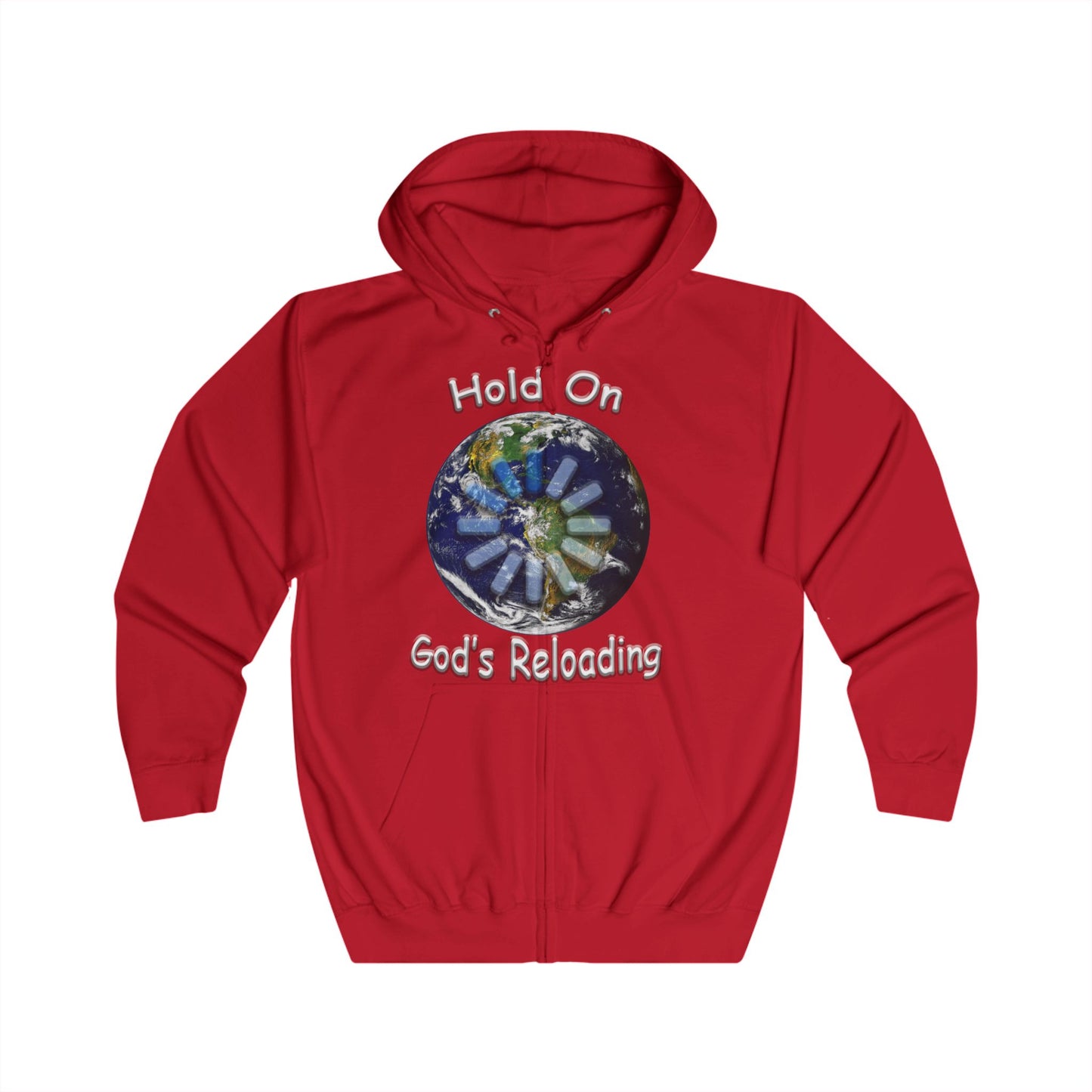 God's Reloading Hoodie — 'Hold On' Inspirational Zip-Up