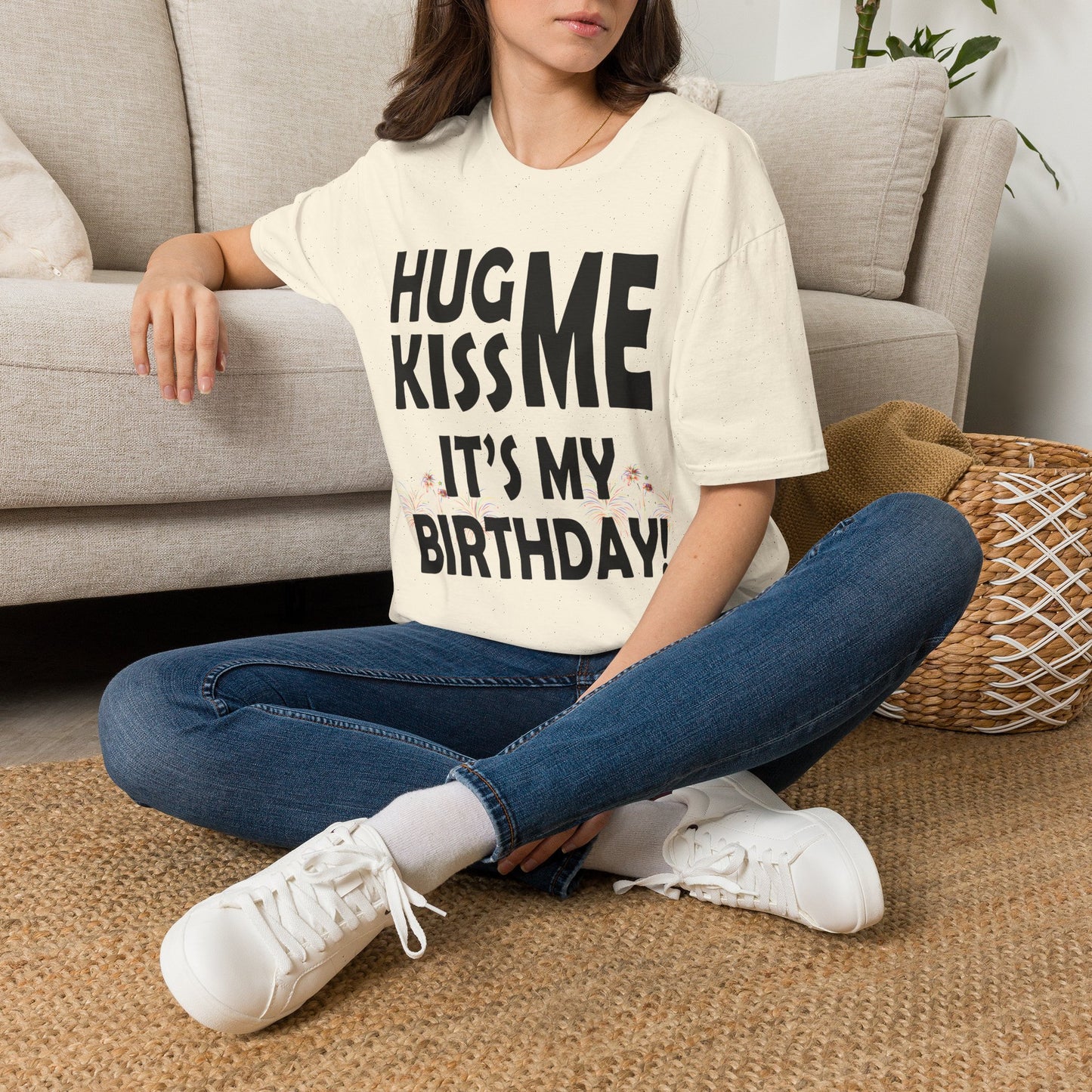 Birthday Tee — "Hug Me Kiss Me It’s My Birthday" Graphic T-Shirt
