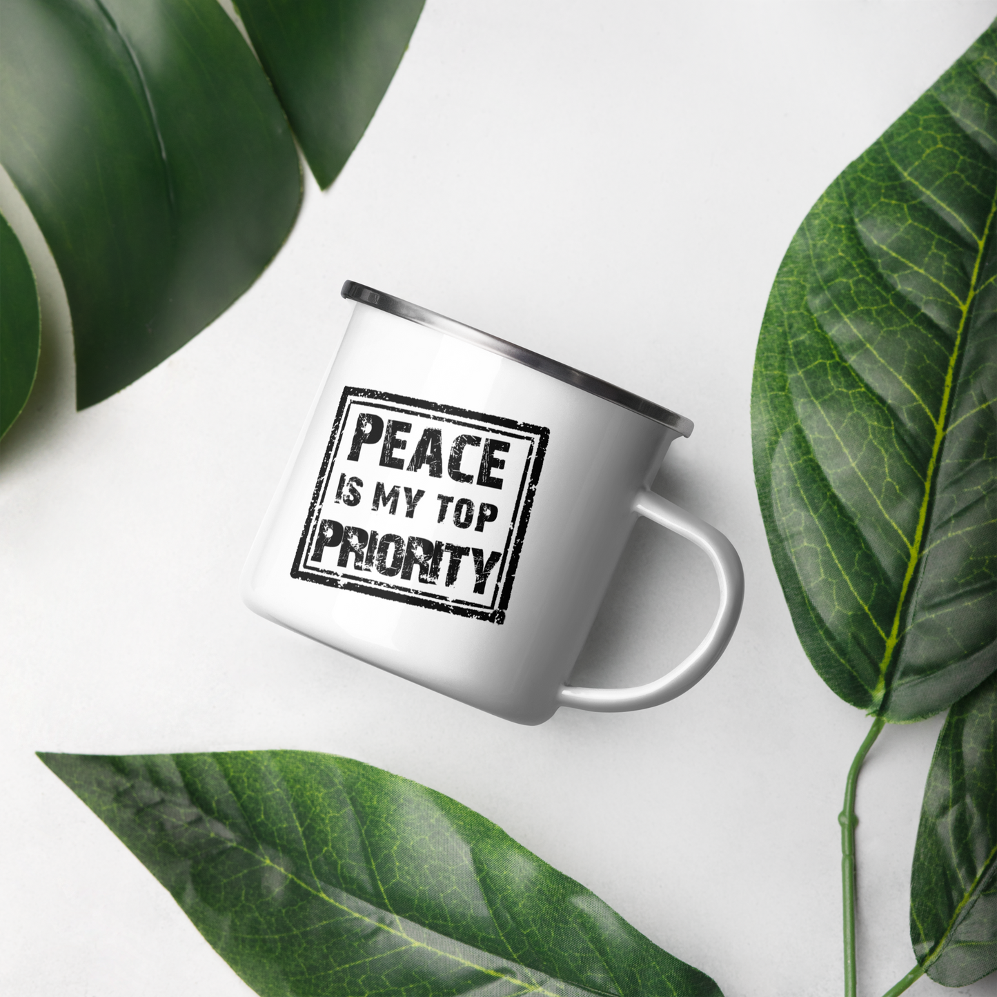 Peace is Priority Enamel Mug