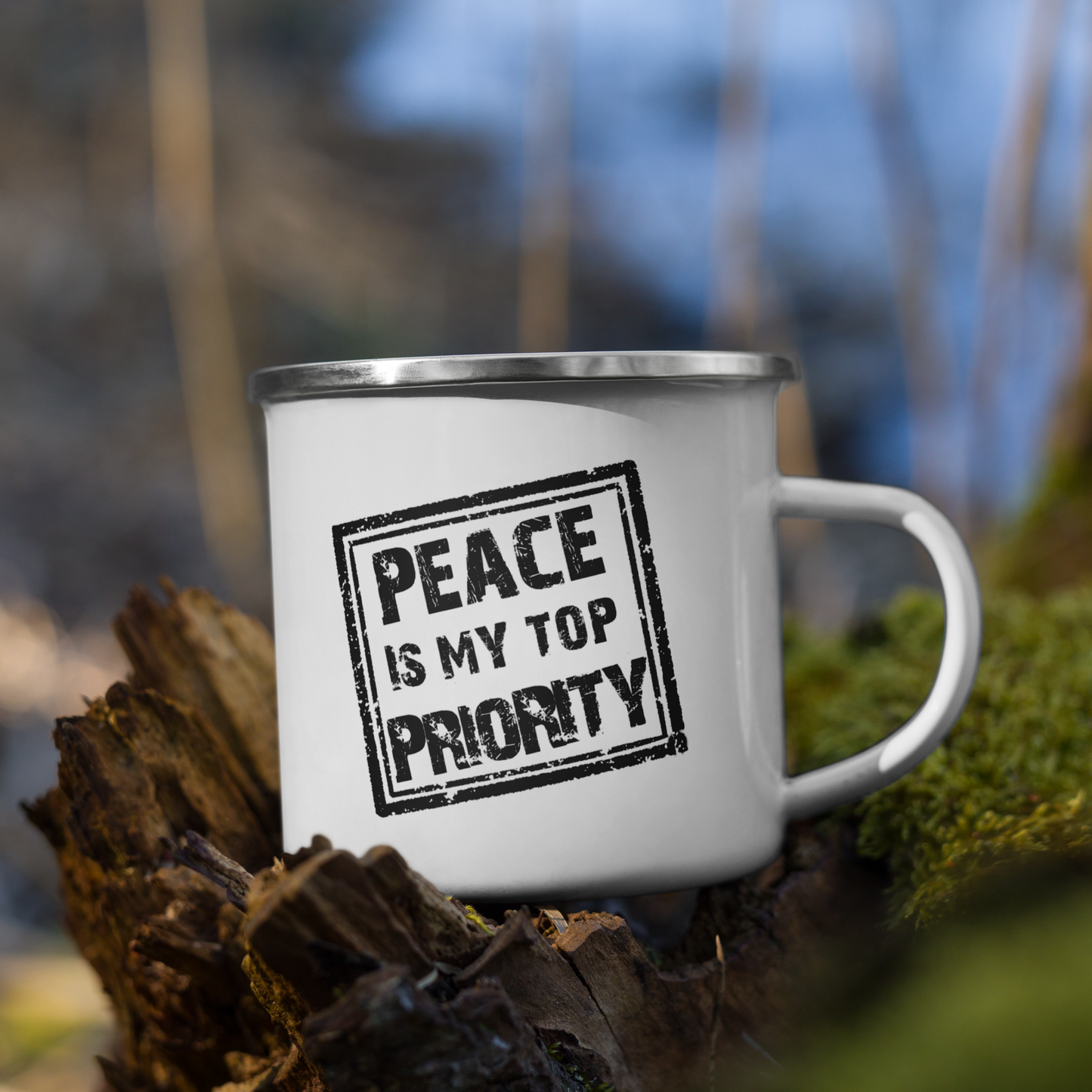 Peace is Priority Enamel Mug
