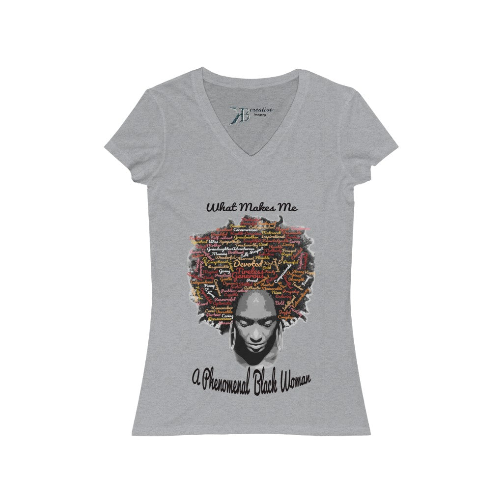Phenomenal Black Woman Short Sleeve V-Neck Tee blk