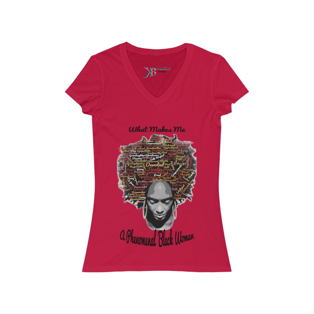 Phenomenal Black Woman Short Sleeve V-Neck Tee blk