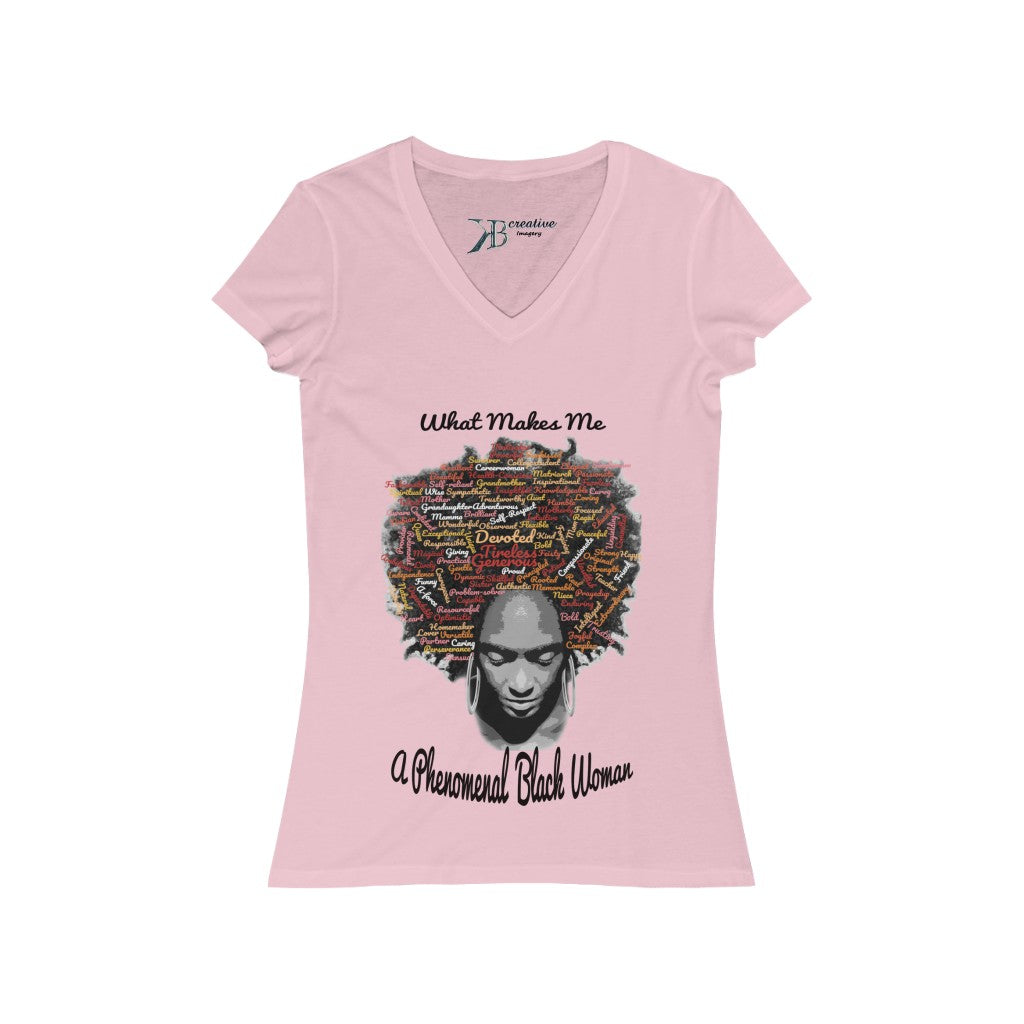 Phenomenal Black Woman Short Sleeve V-Neck Tee blk