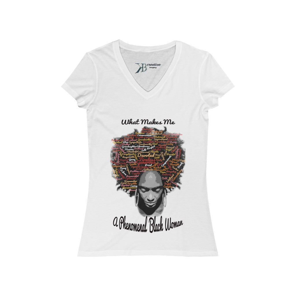 Phenomenal Black Woman Short Sleeve V-Neck Tee blk