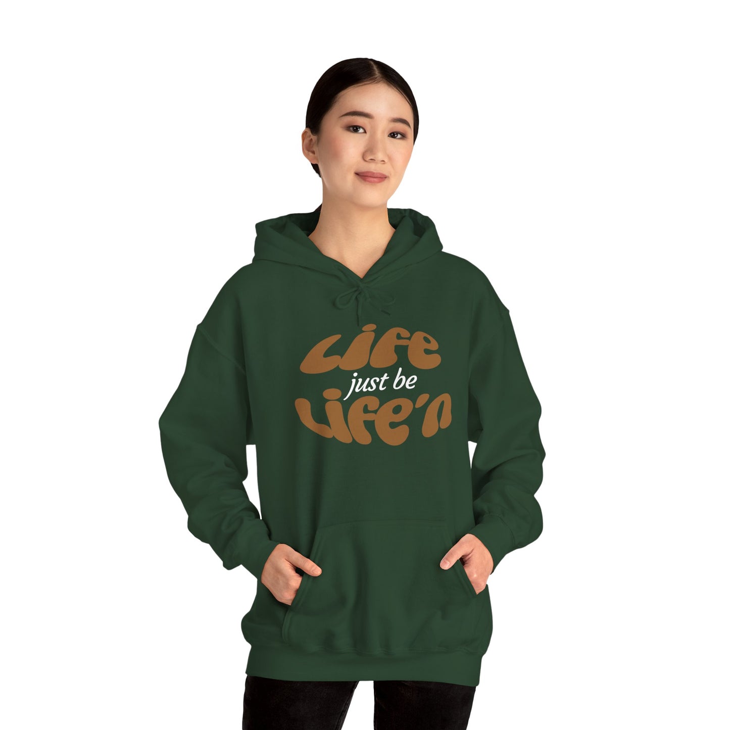 Life just  be Life'n Sweatshirt - Unisex Heavy Blend Hoodie (brown print)