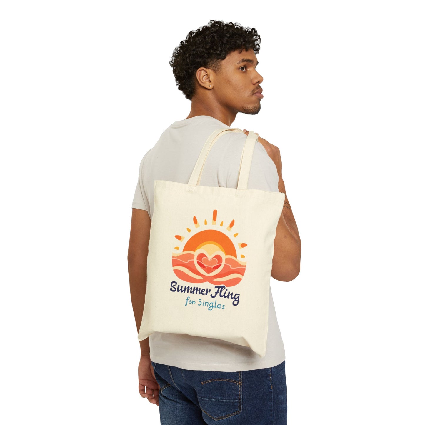 Tote Bag — "Summer Fling for Singles" Sunset Canvas Tote