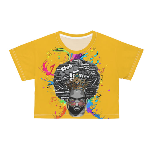 House Music Queens Crop Tee (yellow)