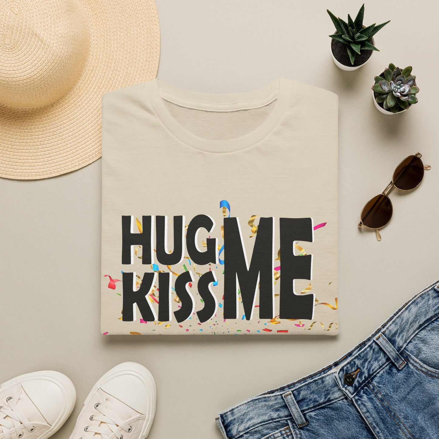 Birthday Tee — "Hug Me Kiss Me It’s My Birthday" Graphic T-Shirt