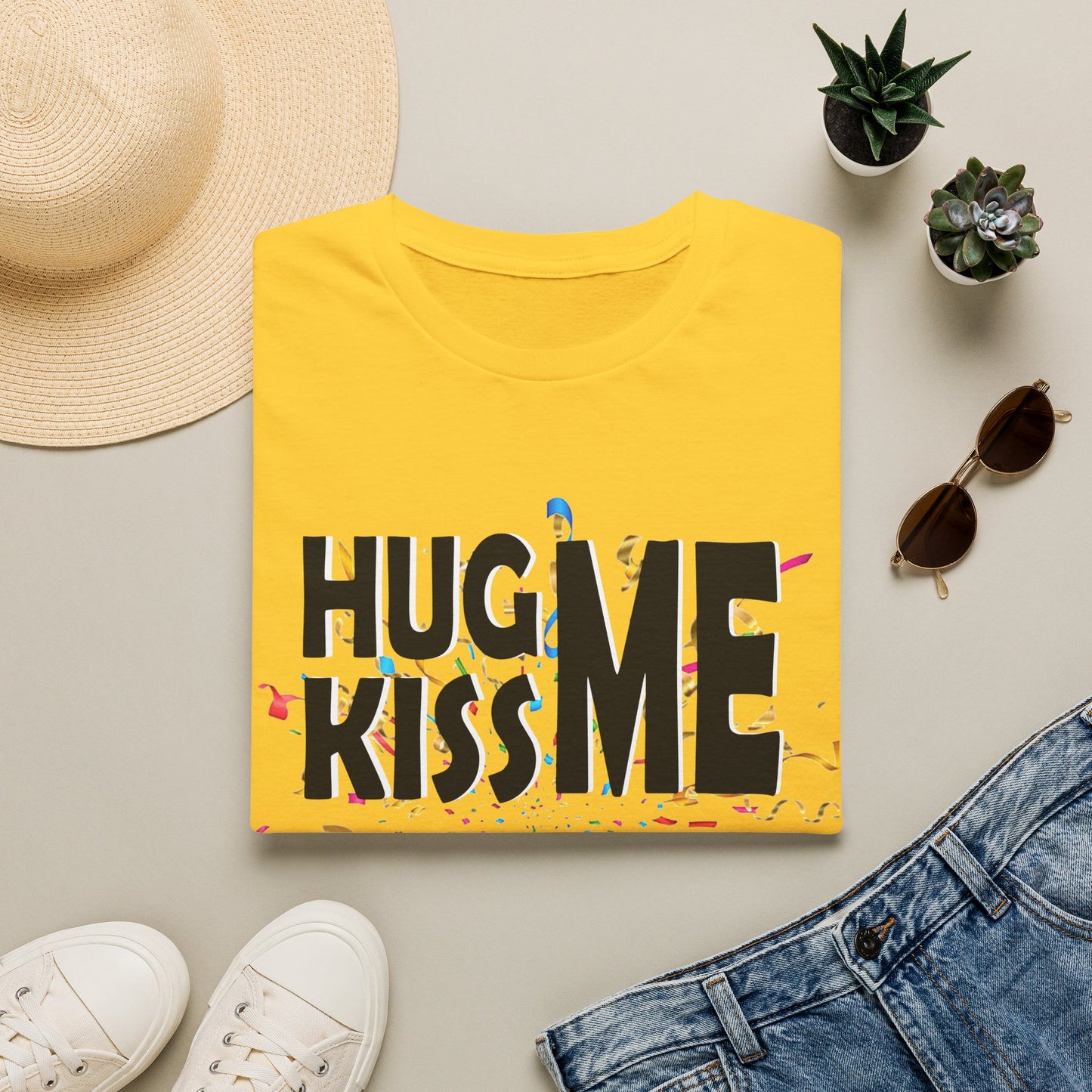Birthday Tee — "Hug Me Kiss Me It’s My Birthday" Graphic T-Shirt