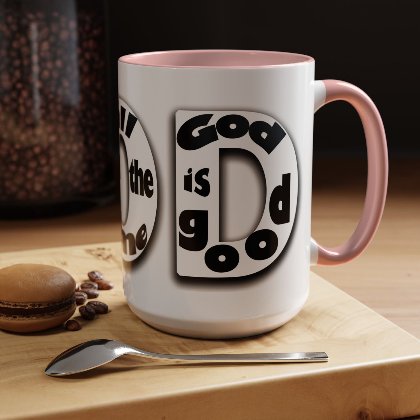"God is Good All the Time" Black & White colored interior Inspirational Accent Coffee Mug —