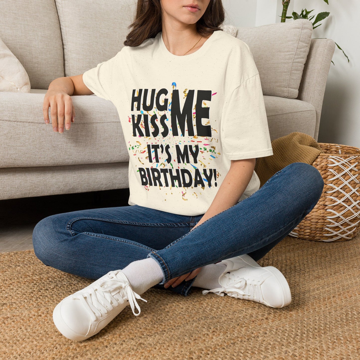 Birthday Tee — "Hug Me Kiss Me It’s My Birthday" Graphic T-Shirt