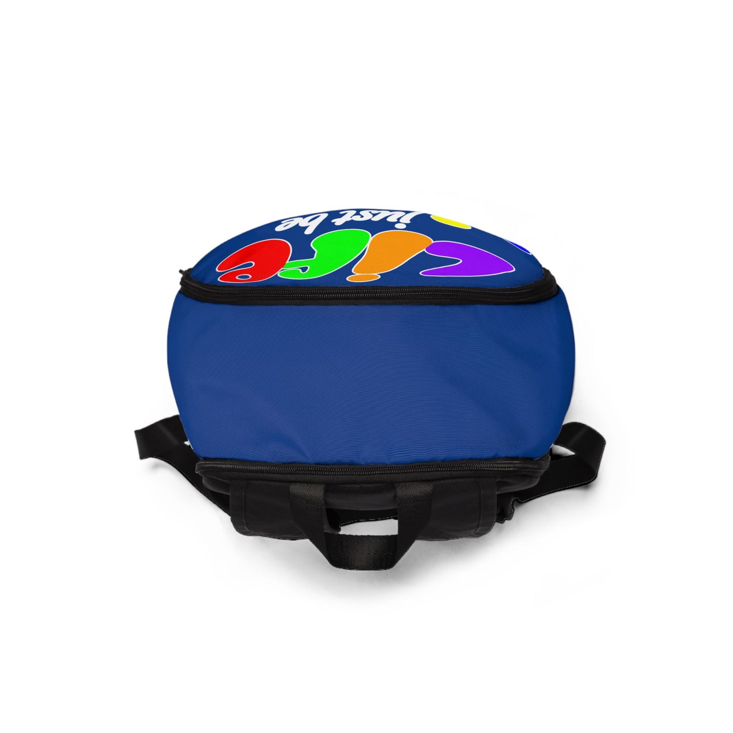 'Life Just Be Life'n' Inspirational Fabric Backpack -Blue/VIBGYOR
