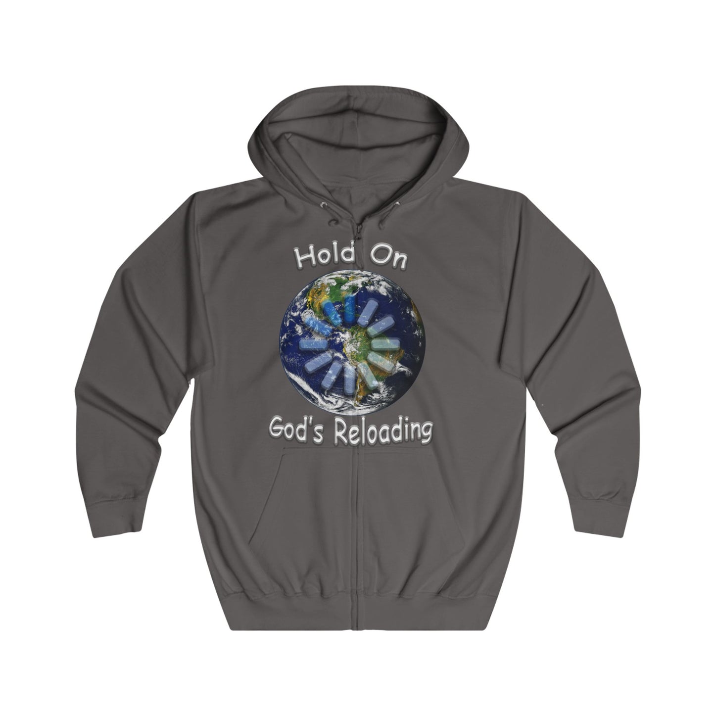 God's Reloading Hoodie — 'Hold On' Inspirational Zip-Up