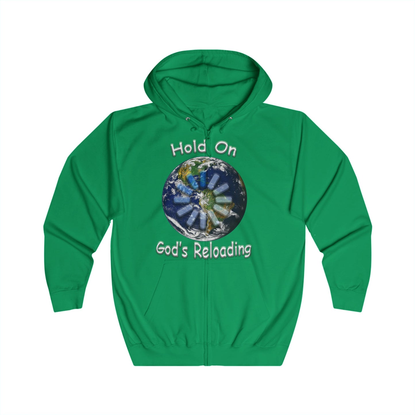 God's Reloading Hoodie — 'Hold On' Inspirational Zip-Up