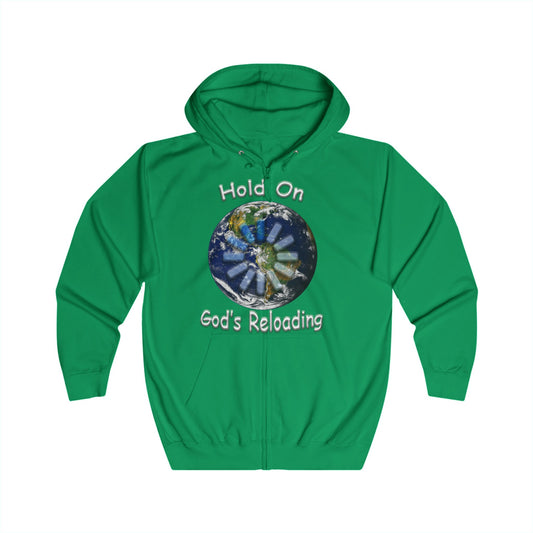 God's Reloading Hoodie — 'Hold On' Inspirational Zip-Up