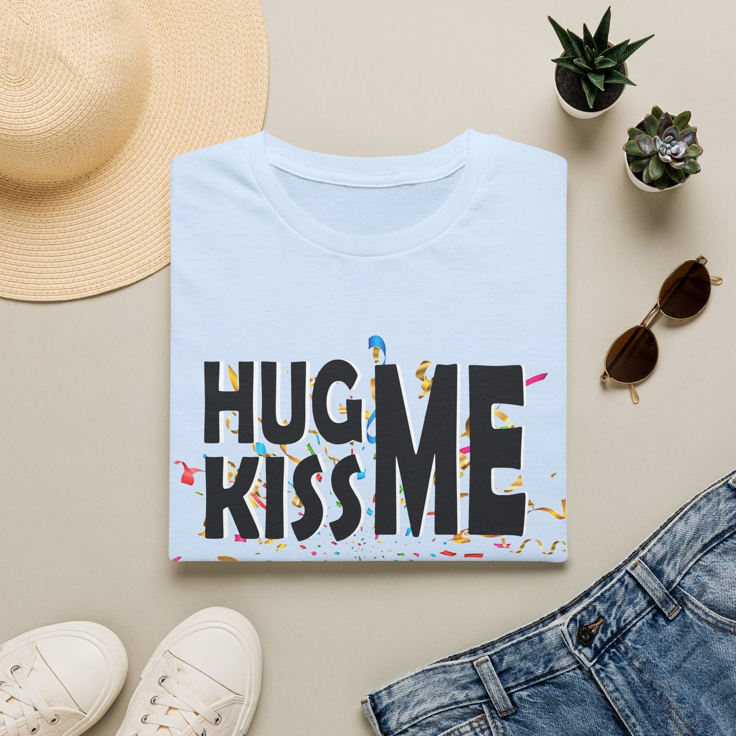 Birthday Tee — "Hug Me Kiss Me It’s My Birthday" Graphic T-Shirt