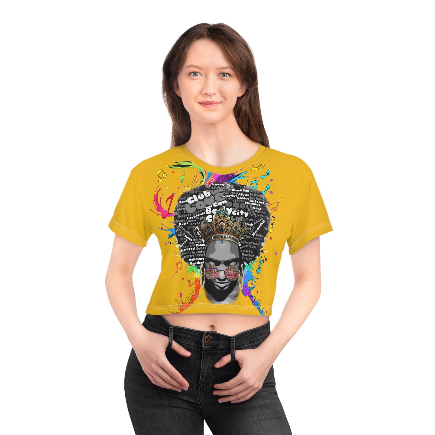 House Music Queens Crop Tee (yellow)