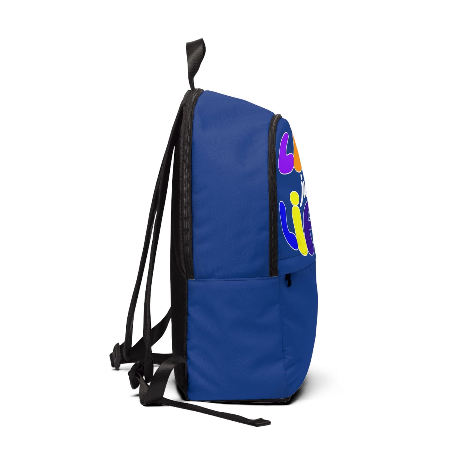 'Life Just Be Life'n' Inspirational Fabric Backpack -Blue/VIBGYOR
