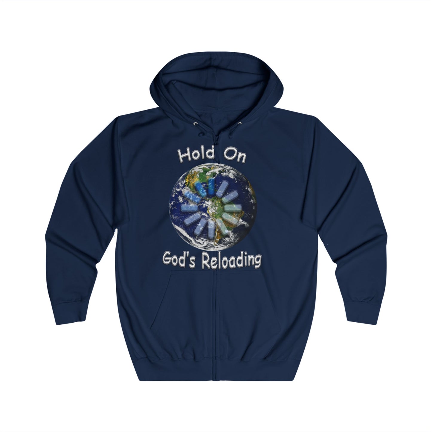 God's Reloading Hoodie — 'Hold On' Inspirational Zip-Up