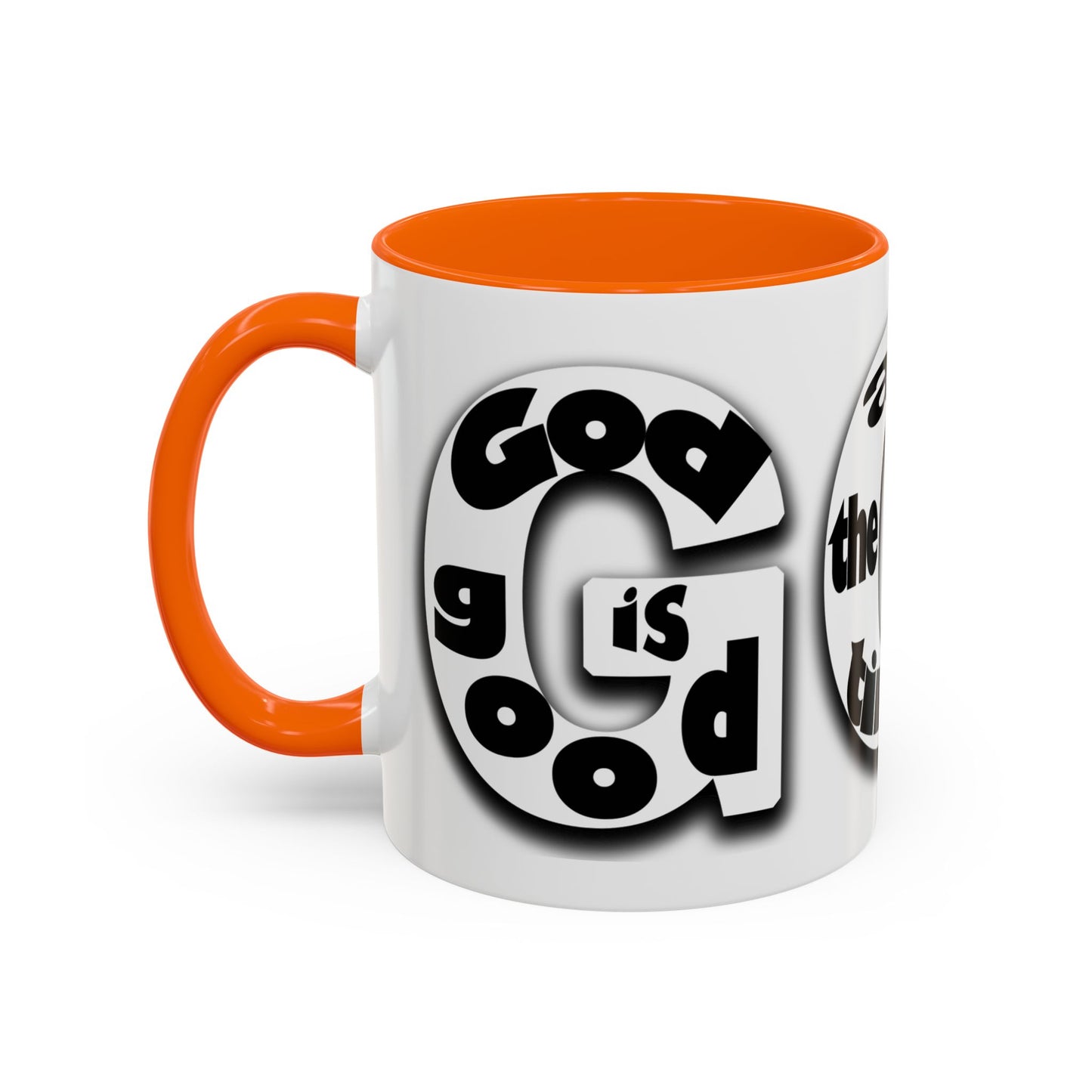"God is Good All the Time" Black & White colored interior Inspirational Accent Coffee Mug —