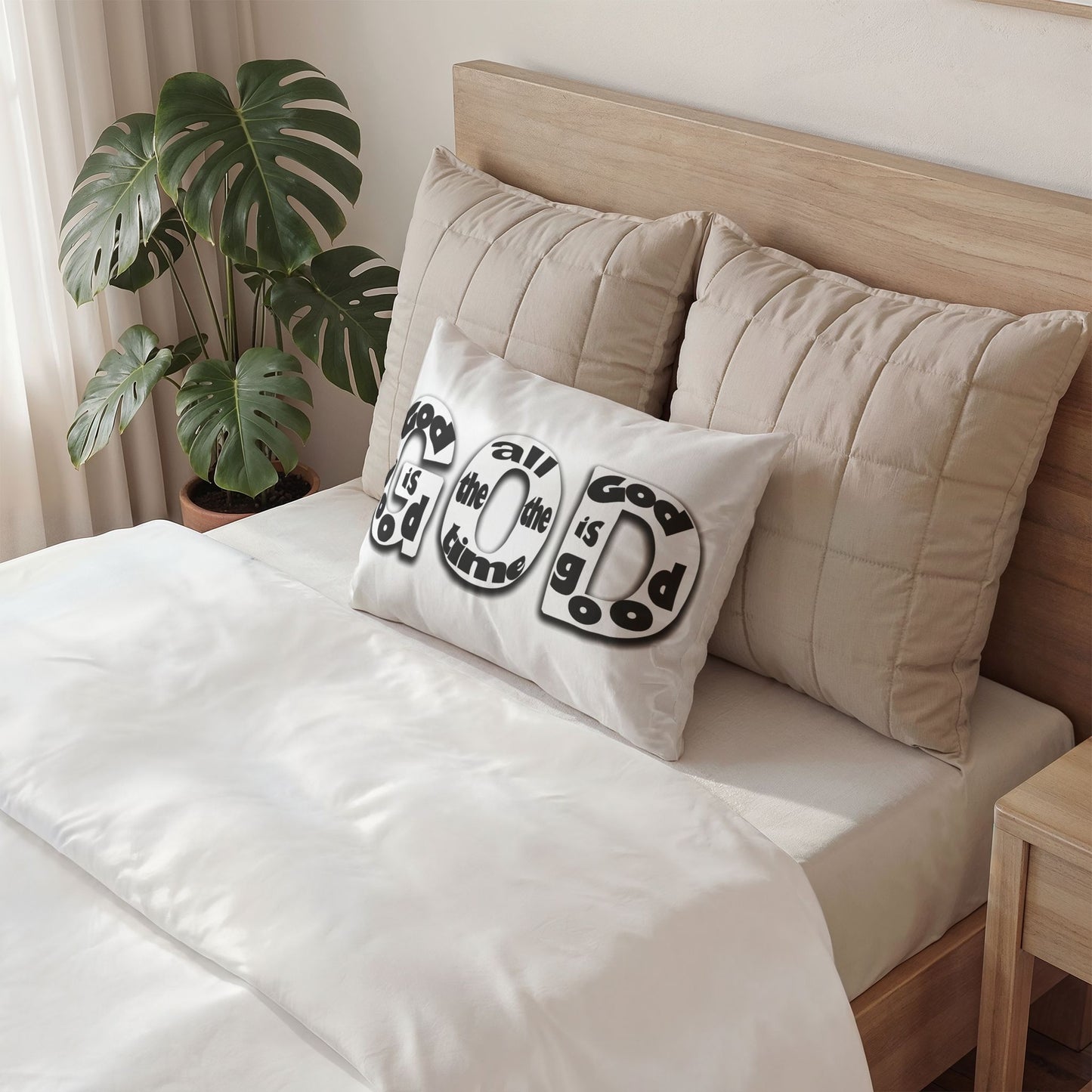 Pillow Sham — "God is Good All the Time" Retro Typography Cotton Throw Pillow Sham