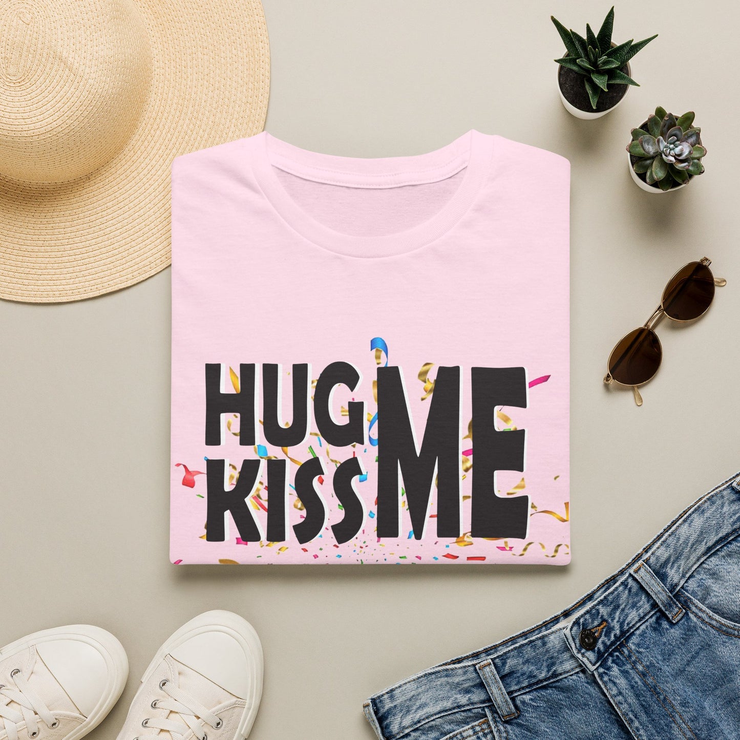 Birthday Tee — "Hug Me Kiss Me It’s My Birthday" Graphic T-Shirt