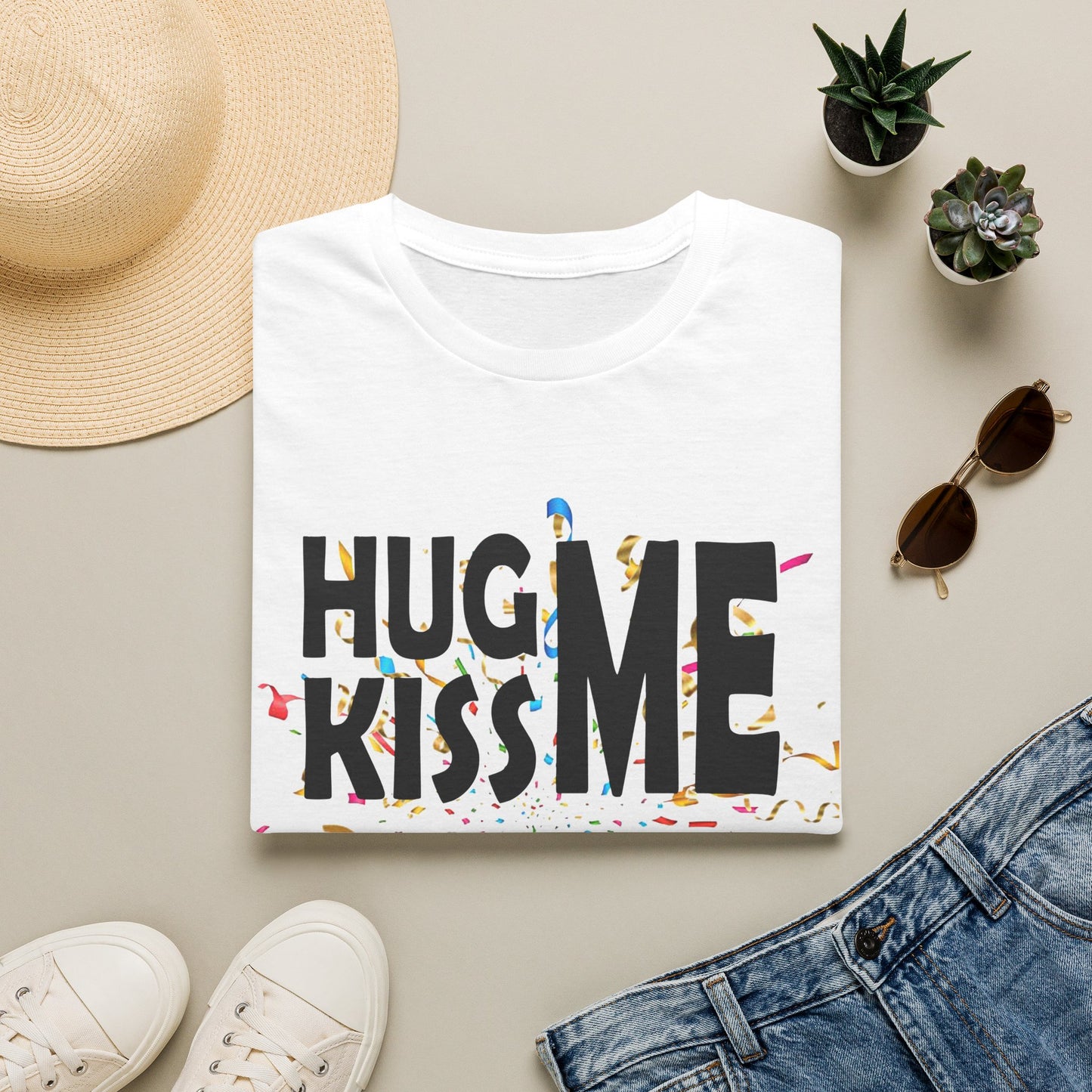Birthday Tee — "Hug Me Kiss Me It’s My Birthday" Graphic T-Shirt