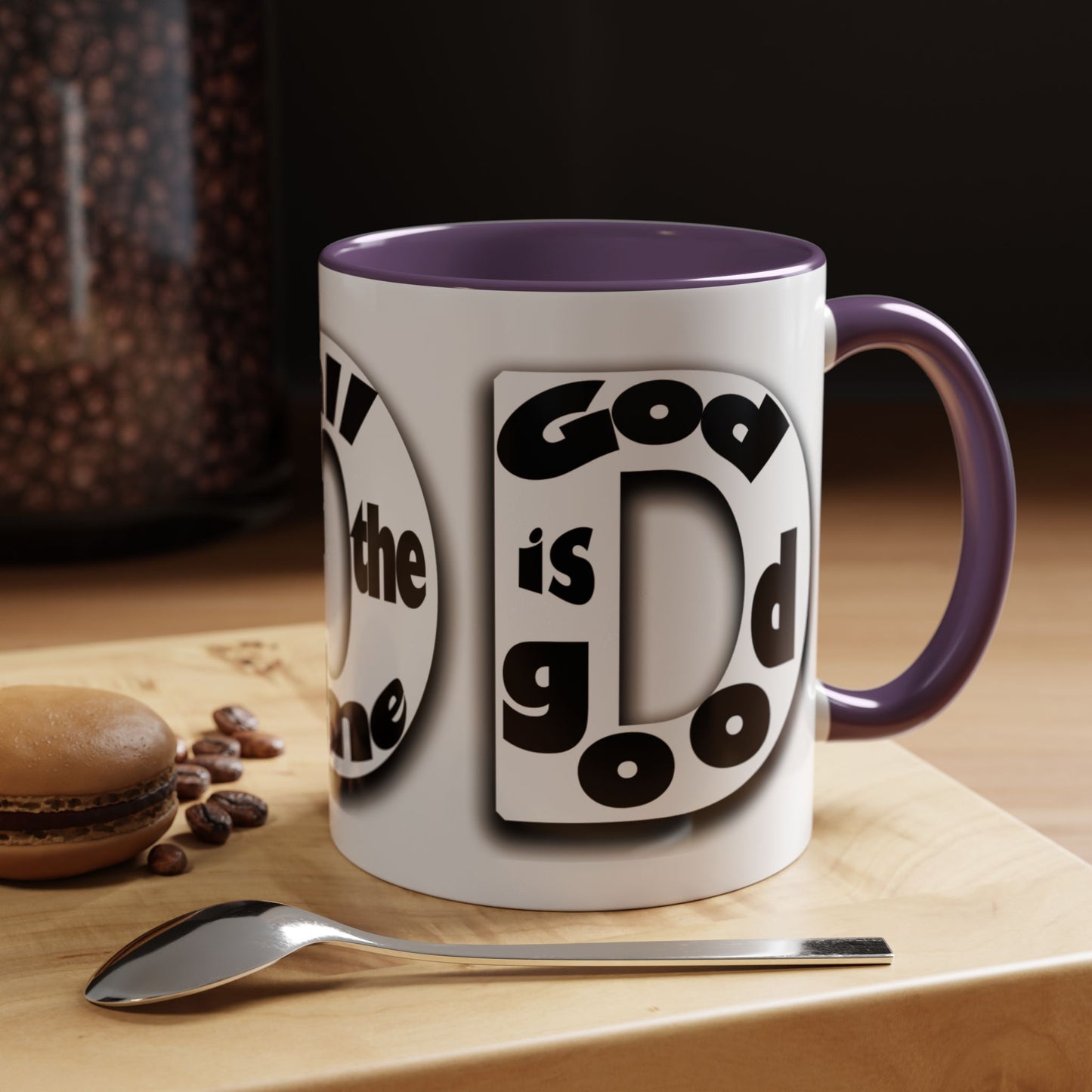 "God is Good All the Time" Black & White colored interior Inspirational Accent Coffee Mug —