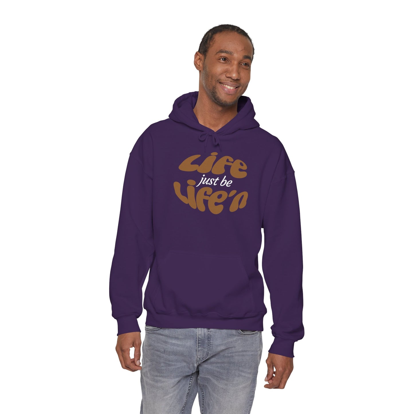 Life just  be Life'n Sweatshirt - Unisex Heavy Blend Hoodie (brown print)