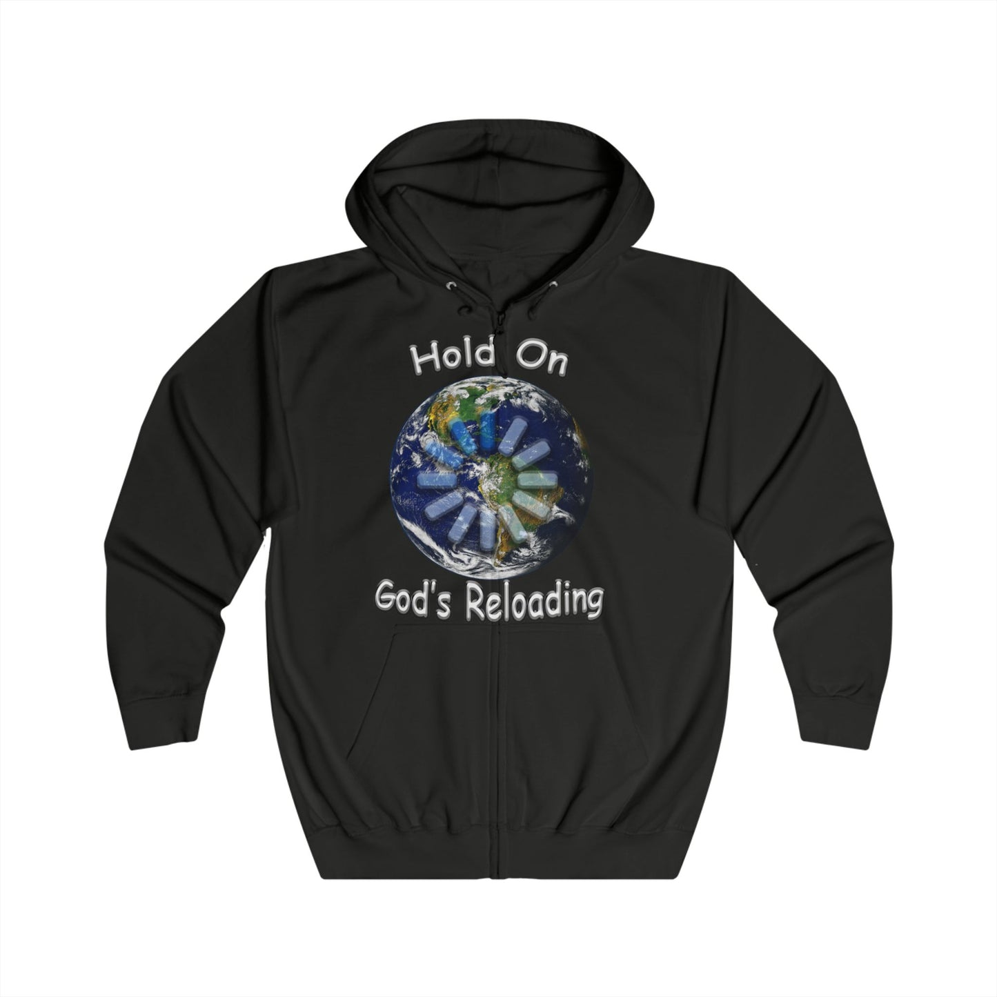 God's Reloading Hoodie — 'Hold On' Inspirational Zip-Up
