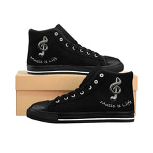 Load image into Gallery viewer, Men&#39;s Black Music Is Life High-top Sneakers