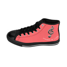 Load image into Gallery viewer, Women&#39;s  Music Is Life (Coral) High-top Sneakers