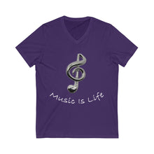 Load image into Gallery viewer, Music Is Life note V-Neck Tee