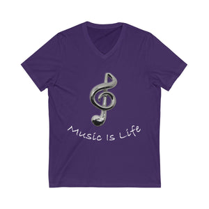 Music Is Life note V-Neck Tee