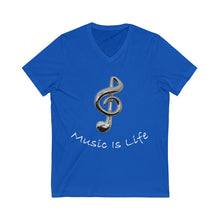 Load image into Gallery viewer, Music Is Life note V-Neck Tee