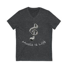 Load image into Gallery viewer, Music Is Life note V-Neck Tee