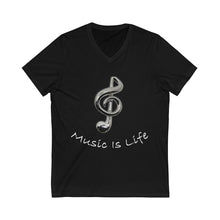 Load image into Gallery viewer, Music Is Life note V-Neck Tee