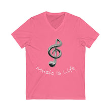 Load image into Gallery viewer, Music Is Life note V-Neck Tee