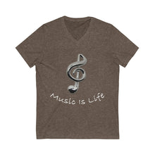 Load image into Gallery viewer, Music Is Life note V-Neck Tee